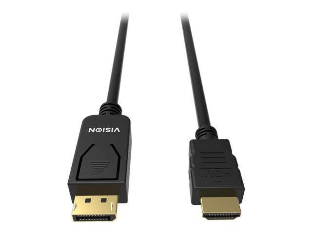 VISION Professional installation-grade DisplayPort to HDMI cable - LIFETIME WARRANTY - 4K 60Hz - DP version 1.3 - gold connectors - HDMI 2.0 supports hotplug - DP (M) to HDMI (M) - outer diameter 6.0 mm - 30 AWG - 1 m - black