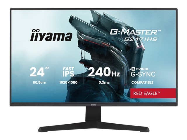 24\"WIDE LCD, G-Master Red Eagle, 1920 x 1080, 240 Hz Fast IPS panel, LED Bl., 350 cd/m², 1000:1 Static Contrast, 80.000.000:1 ACR, Speakers, DisplayPort(G-SYNC Compatible), HDMI(2x) , HDR 10 Ready, 0,3ms(MPRT), Black Tuner (23,8\"VIS)