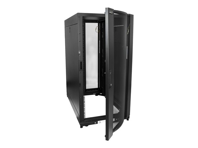 StarTech.com 25U Server Rack Cabinet, 4 Post Adjustable Depth 7\" to 35\" Locking Vented Mobile/Rolling Network/Data/IT Equipment Enclosure w/ Casters/Hook & Loop Dell PowerEdge, HP ProLiant - 25U Rack Cabinet (RK2537BKM) - Rack cabinet - black - 25U - 37\"