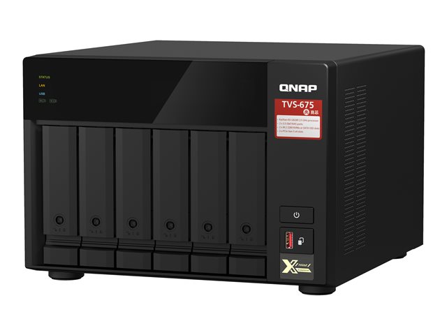 QNAP TVS-675 - NAS server - 6 bays - SATA 6Gb/s - RAID 5, 6, 10 - RAM 8 GB - Gigabit Ethernet / 2.5 Gigabit Ethernet - iSCSI support