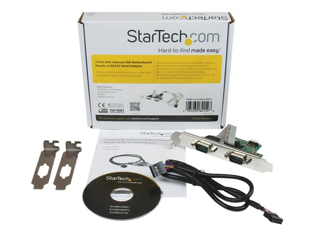 StarTech.com Motherboard Serial Port - Internal - 2 Port - Bus Powered - FTDI USB to Serial Adapter - USB to RS232 Adapter (ICUSB232INT2) - Serial adapter - USB - RS-232 x 2