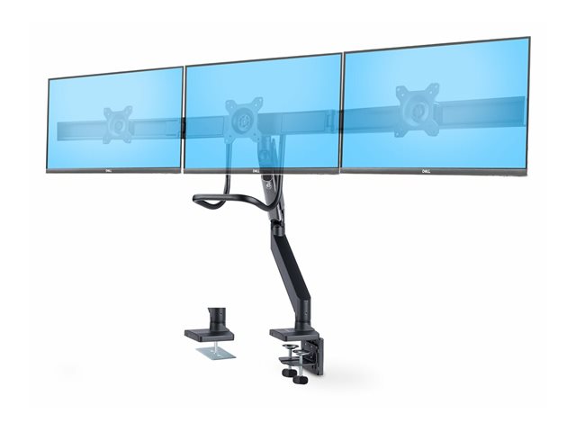 StarTech.com Crossbar Triple Monitor Desk Mount, VESA 75x75/100x100 - Mounting kit - adjustable arm - for 3 LCD displays - triple monitor mount - aluminium, steel, plastic - black - screen size: 17\"-27\" - desk-mountable