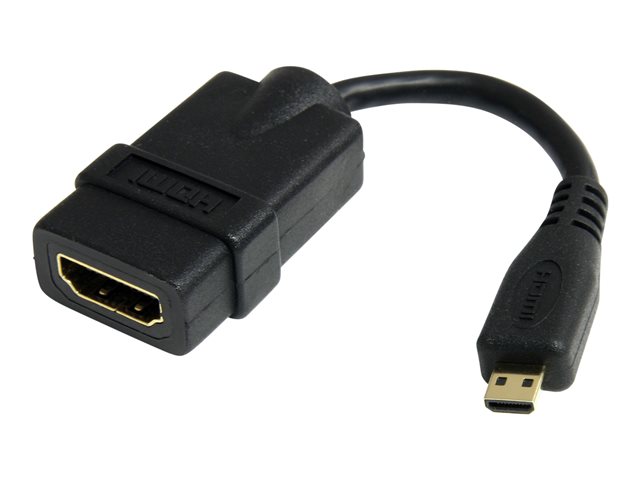 StarTech.com 5in High Speed HDMI Adapter Cable - HDMI to HDMI Micro - F/M - 5 inch Micro HDMI Adapter - HDMI Female to Micro HDMI Male (HDADFM5IN) - HDMI adapter - HDMI female to 19 pin micro HDMI Type D male - 1.2 cm - shielded - black - for P/N: HDMM30CM