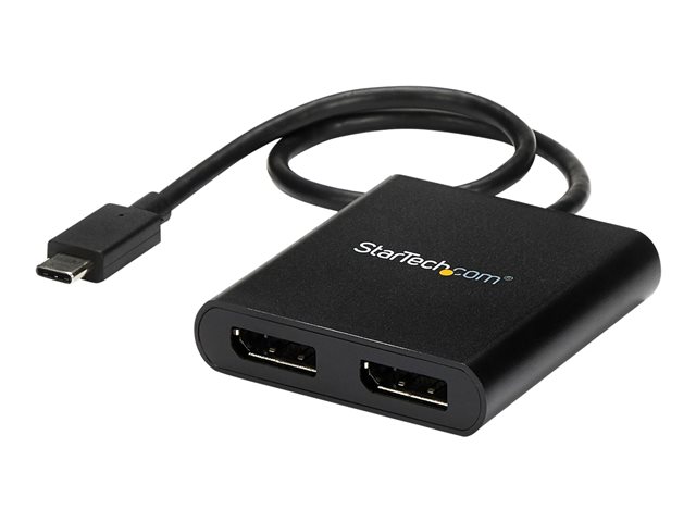 StarTech.com 2-Port Multi Monitor Adapter, USB-C to 2x DisplayPort 1.2 Video Splitter, USB Type-C to DP MST Hub, Dual 4K 30Hz or 1080p 60Hz, Compatible with Thunderbolt 3, Windows Only - Multi Stream Transport (MSTCDP122DP) - DisplayPort adapter - 24 pin USB-C (M) to DisplayPort (F) - Displayport 1.2/Thunderbolt 3 - 38.6 m - USB power, 4K30Hz (3840 x 2160) support, 2560 x 1600 (WQXGA) support 60Hz - black - for P/N: BNDTB10GI, BNDTB210GSFP, BNDTB310GNDP, BNDTB410GSFP, BNDTB4M2E1, BNDTBUSB3142