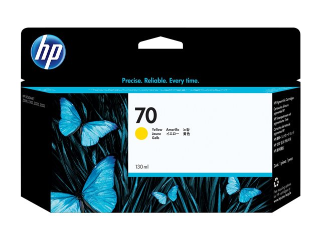 HP 70 - 130 ml - yellow - original - DesignJet - ink cartridge - for DesignJet HD Pro MFP, T120, Z2100, Z3100, Z3100ps, Z3200, Z3200ps, Z5200, Z5400