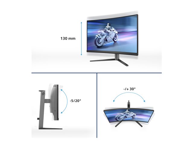 Philips Evnia 5000 27M2C5200W - LED monitor - gaming - curved - 27\" - 1920 x 1080 Full HD (1080p) @ 280 Hz - Fast VA - 300 cd/m² - 4000:1 - HDR10 - 0.3 ms - 2xHDMI, DisplayPort - dark slate