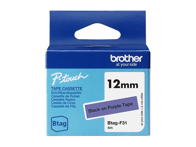Brother BTAG-F31 - Black on purple - Roll (1.2 cm x 4 m) 1 cassette(s) hanging box - label tape