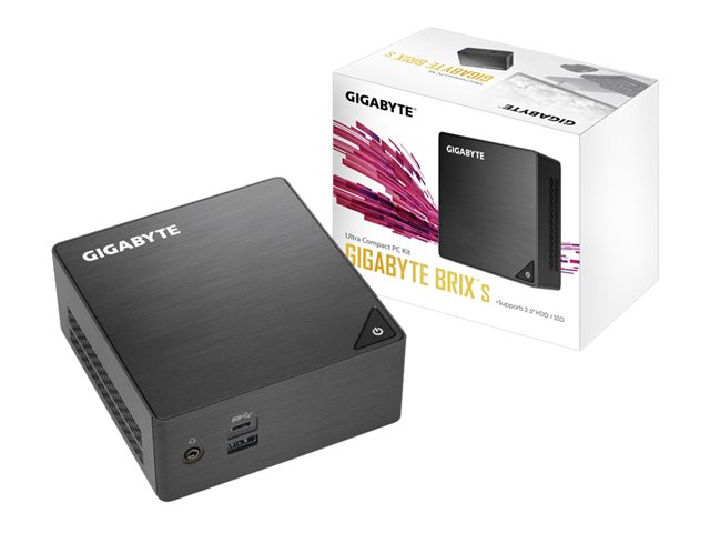 Gigabyte BRIX s GB-BLPD-5005 (rev. 1.0) - Barebone - Ultra Compact PC Kit 1 x Pentium Silver J5005 / up to 2.8 GHz - RAM 0 GB - UHD Graphics 605 - Gigabit Ethernet