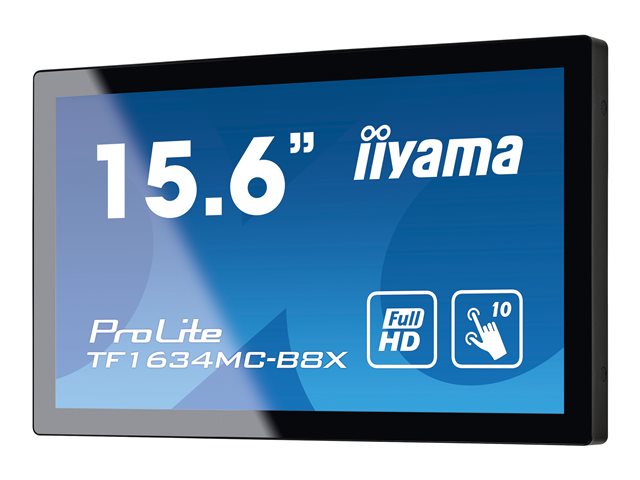 iiyama ProLite TF1634MC-B8X - LED monitor - 15.6\" - open frame - touchscreen - 1920 x 1080 Full HD (1080p) @ 60 Hz - IPS - 450 cd/m² - 700:1 - 25 ms - HDMI, VGA, DisplayPort - black, matte