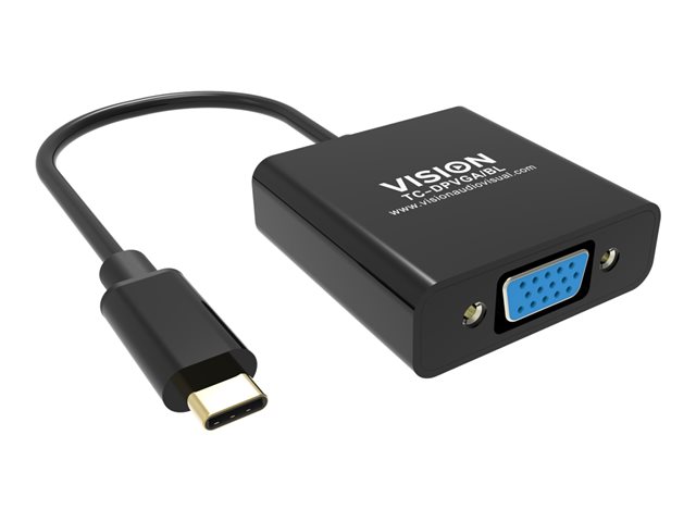 VISION Professional installation-grade USB-C to VGA adapter - LIFETIME WARRANTY - plugs into USB-C and has full-sized VGA socket - maximum resolution 2560 x 1600 @ 60 hz - USB-C 3.1 (M) to VGA (F) - driver built into adaptor - black
