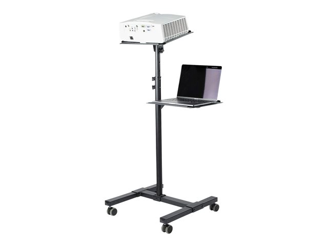 StarTech.com Mobile Projector and Laptop Stand/Cart, Heavy Duty Portable Projector Stand (2 Vented Shelves, hold 22lb/10kg each), Height Adjustable Rolling AV Presentation Cart with Wheels - Lockable Casters - Cart - for projector / notebook - steel