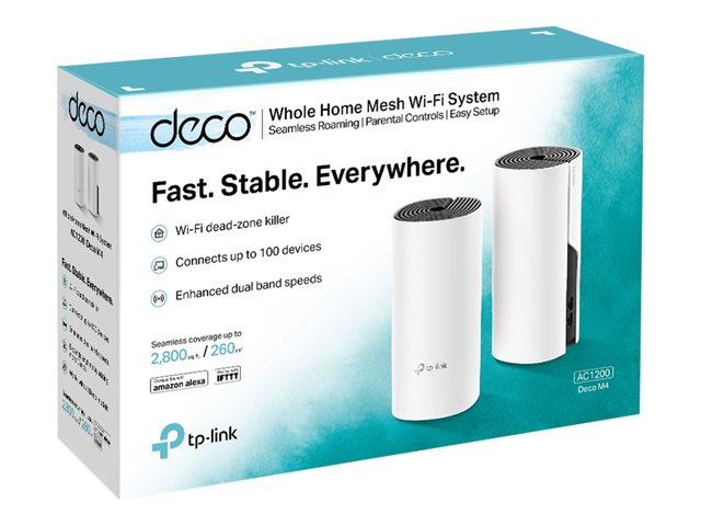 TP-Link DECO M4 - Wi-Fi system (2 routers) - up to 2,800 sq.ft - mesh - GigE - 802.11a/b/g/n/ac - Dual Band