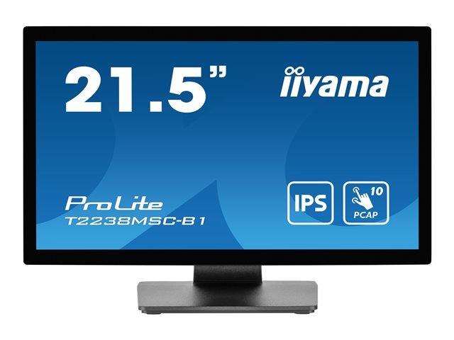 iiyama ProLite T2238MSC-B1 - LED monitor - 21.5\" - touchscreen - 1920 x 1080 Full HD (1080p) - IPS - 600 cd/m² - 1000:1 - 5 ms - HDMI, DisplayPort - speakers - matte black