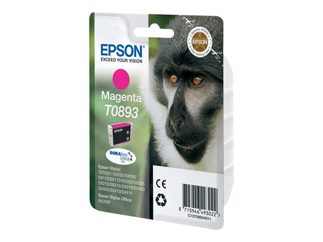 Epson T0893 - Magenta - original - blister with RF/acoustic alarm - ink cartridge - for Stylus S21, SX110, SX115, SX210, SX215, SX400, SX405, SX410, SX415, Stylus Office BX300