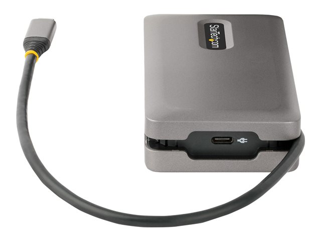 StarTech.com USB-C Multiport Adapter, 4K 60Hz HDMI/DP Video, 3-Port USB Hub, 100W Power Delivery Pass-Through, GbE, USB Type-C Travel Dock w/ Charging, 1ft/30cm Wrap-Around Cable - Mini Laptop Docking Station (DKT31CDHPD3) - Docking station - USB-C -