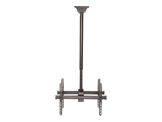 StarTech.com Dual TV Ceiling Mount, Back-to-Back Heavy Duty Hanging Dual Screen Mount with Adjustable Telescopic 3.5' to 5' Pole, Tilt/Swivel/Rotate, VESA Bracket for 32?-75\" Displays - Ceiling TV Bracket (FPCEILBTB) - Bracket - for flat panel - heavy duty steel - black - screen size: 32\"-75\" - ceiling mountable
