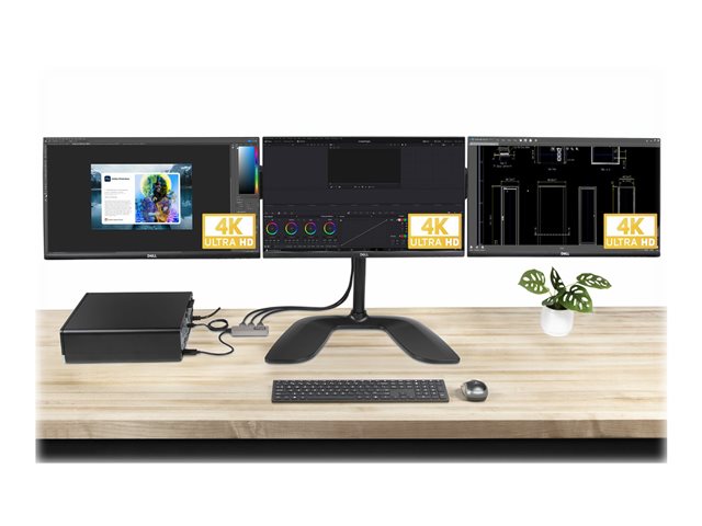 StarTech.com 3-Port MST Hub, DisplayPort to Triple HDMI Monitors, 4K 60Hz, DP 1.4 Multi-Monitor Video Adapter with 1ft (30cm) Built-in Cable, USB Powered, Windows Only - Multi-Stream Transport Hub (MST14DP123HD) - Video/audio switch - 3 x HDMI - desktop