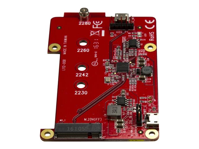 StarTech.com Raspberry Pi Board - USB 2.0 480Mbps - USB to M.2 SATA Converter - USB to SATA Raspberry Pi SSD (PIB2M21) - Storage controller - M.2 Card - USB 2.0 - red