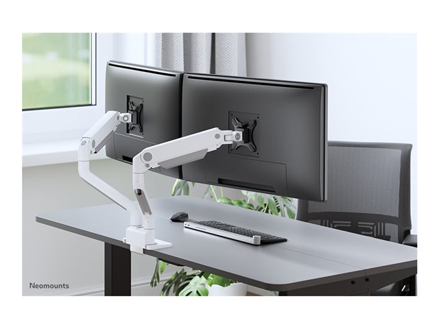 Neomounts DS70S-950WH2 NEXT One - Mounting kit (monitor arm, clamp mounting base, grommet mount) - full-motion - for 2 LCD displays - aluminium - white - screen size: 17\"-35\" - desk-mountable