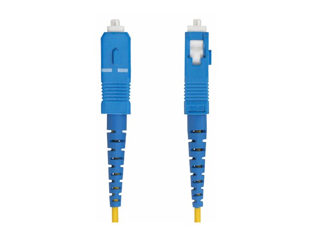StarTech.com 15m (49.2ft) LC to SC (UPC) OS2 Single Mode Simplex Fiber Optic Cable, 9/125µm, Laser Optimized, 40G/100G, Bend Insensitive, Low Insertion Loss - LSZH Fiber Patch Cord (SPSMLCSC-OS2-15M) - Patch cable - LC/UPC single-mode (M) to SC/UPC single-mode (M) - 15 m - 2 mm - fibre optic - simplex - 9 / 125 micron - OS1/OS2 - halogen-free, bi-directional, passive - yellow
