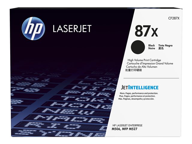 HP 87X - High Yield - black - original - LaserJet - toner cartridge (CF287X) - for LaserJet Managed E50045, LaserJet Managed Flow MFP E52545