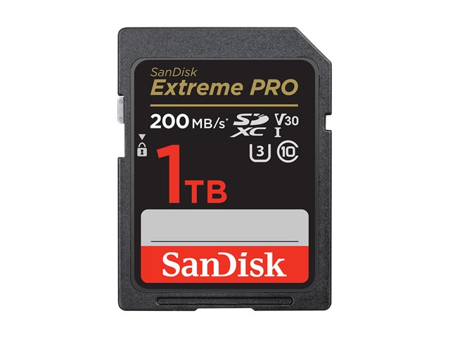 SanDisk Extreme Pro - Flash memory card - 1 TB - Video Class V30 / UHS-I U3 / Class10 - SDXC UHS-I