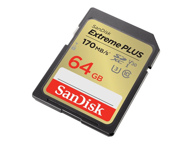 SanDisk Extreme PLUS - Flash memory card - 64 GB - UHS-I U3 / Class10 - SDXC UHS-I