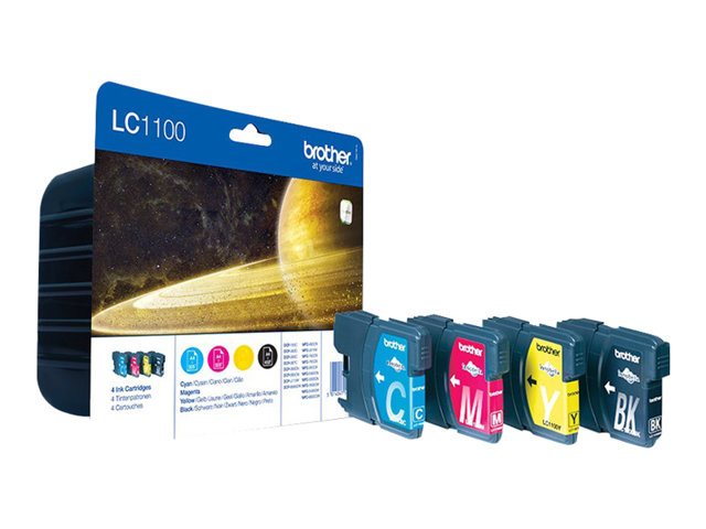 Brother LC1100 Value Pack - 4-pack - black, yellow, cyan, magenta - original - ink cartridge - for Brother DCP-185, DCP-385, DCP-6690, MFC-490, MFC-5490, MFC-5890, MFC-6490, MFC-990
