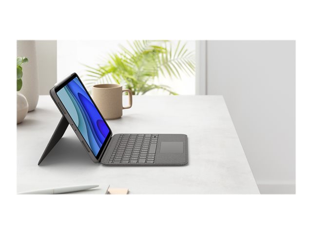 Logitech Folio Touch - Keyboard and folio case - with trackpad - backlit - Apple Smart connector - QWERTZ - German - oxford grey - for Apple 10.9-inch iPad Air (4th generation, 5th generation)
