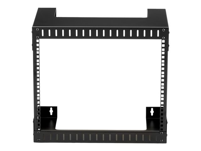 StarTech.com 8U 19\" Wall Mount Network Rack - 12\" Deep 2 Post Open Frame Server Room Rack for Data/AV/IT/Computer Equipment/Patch Panel with Cage Nuts & Screws 135lb Capacity, Black (RK812WALLO) - Rack - black - 8U - 19\" - for P/N: CABCAGENUTS6, CABSCREWM52, CABSCREWSM6, CABSCRWM520, CABSCRWM620, CABSCRWS1224
