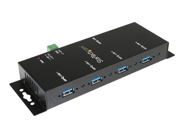 StarTech.com 4-Port USB 3.0 Hub - Metal Industrial USB-A Hub - Wall or Desk Mountable USB Data Hub - TAA Compliant USB Expander Hub (ST4300USBM) - Hub - 4 x SuperSpeed USB 3.0 - desktop - DC power - for P/N: ITB20D3250, MSDREADU2OTG, SVA12M5NA, USB312SAT3CB, USB315CB2M, USBLTM1MBK, USBLTM1MWH