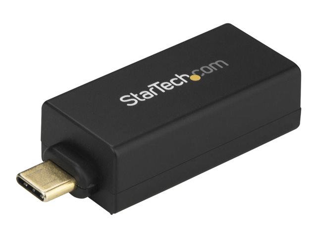 StarTech.com USB C to Gigabit Ethernet Adapter, 1Gbps NIC USB 3.0/USB 3.1 Type C Network Adapter, 1GbE USB-C to RJ45/LAN Port, Thunderbolt 3 Compatible, Windows, MacBook Pro, Chromebook - USB C to Ethernet (US1GC30DB) - Network adapter - USB-C - Gigabit Ethernet x 1 - black