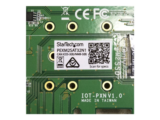 StarTech.com 3-port M.2 SSD (NGFF) Adapter Card - Supports 1x PCIe (NVMe) M.2 SSD, 2x SATA III M.2 SSDs - PCIe 3.0 Adapter (PEXM2SAT32N1) - Interface adapter - M.2 - M.2 Card / SATA 6Gb/s - PCIe 3.0