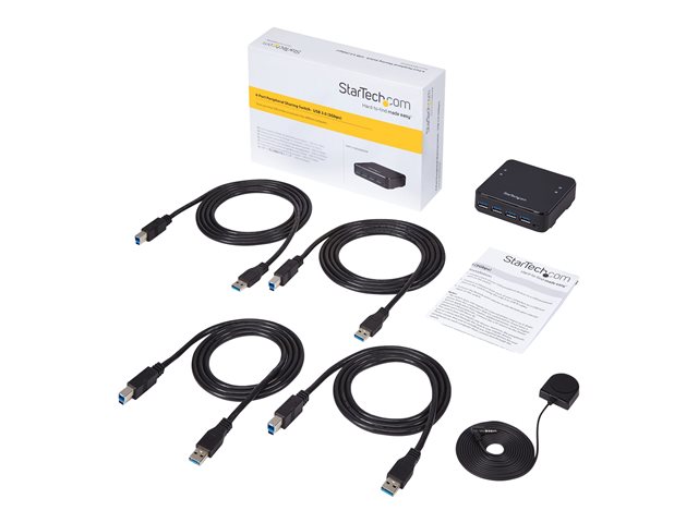 StarTech.com USB 3.0 Peripheral Sharing Switch - 4 USB 3.0 x 4 Computers - Mac / Windows / Linux - USB A/B Switch - USB Switch (HBS304A24A) - Hub - 8 x SuperSpeed USB 3.0 - desktop