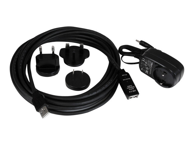 StarTech.com 5m USB 2.0 Active Extension Cable M/F - 5 meter USB A Male to USB A Female USB 2.0 Repeater / Extender Cable - Black - 15ft (USB2AAEXT5M) - USB extension cable - USB (F) to USB (M) - USB 2.0 - 5 m - active - black - for P/N: LTUB1MBK, SVA5H2NEUA, UUSBOTG