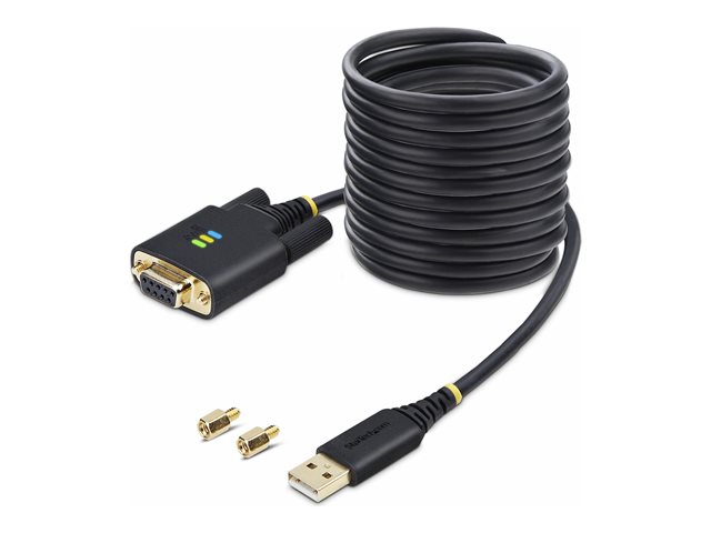 StarTech.com 10ft (3m) USB to Null Modem Serial Adapter Cable, Interchangeable DB9 Screws/Nuts, COM Retention, USB-A to RS232, FTDI, Level-4 ESD Protection, Windows/macOS/ChromeOS/Linux - Rugged TPE Construction (1P10FFCN-USB-SERIAL) - USB / serial c