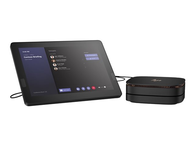 HP Elite Slice G2 Audio Ready with Microsoft Teams Rooms - USFF - Core i5 7500T / 2.7 GHz - vPro - RAM 8 GB - SSD 128 GB - NVMe, TLC - HD Graphics 630 - GigE - WLAN: 802.11a/b/g/n/ac, Bluetooth 4.2 - Win 10 IoT Enterprise 64-bit - monitor: LCD 12.3\" 1920 x 1280 (Full HD) touchscreen (HP Center of Room Control) - black sparkle