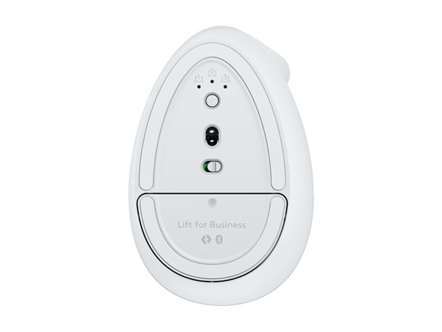 Logitech Lift for Business - Vertical mouse - ergonomic - 6 buttons - wireless - Bluetooth, 2.4 GHz - Logitech Logi Bolt USB receiver - off-white