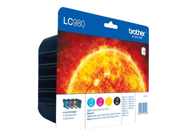 LC980VALBPRF Black, Cyan, Magenta and Yellow Ink Cartridges Multipack with RF Security Tag. The black cartridge prints 300 pages, the colour cartridges print 260 pages each. (Order Multiples of 4)