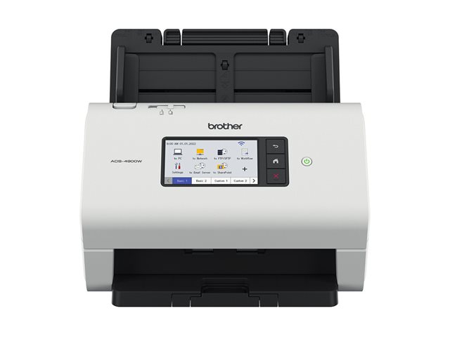 Brother ADS-4900W - Document scanner - Dual CIS - Duplex - A4 - 600 dpi x 600 dpi - up to 60 ppm (mono) / up to 60 ppm (colour) - ADF (100 sheets) - up to 9000 scans per day - USB 3.0, LAN, Wi-Fi(n), USB 2.0 (Host)