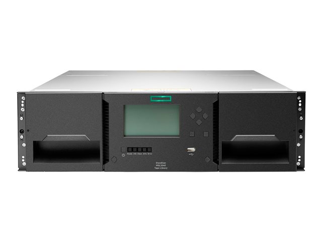 HPE StoreEver MSL3040 - Tape library - 720 TB / 1.8 PB - slots: 40 - LTO Ultrium (18 TB / 45 TB) x 1 - Ultrium 9 - SAS-3 - rack-mountable - 3U - 3 half-height (HH) LTO drives per module, barcode reader, encryption