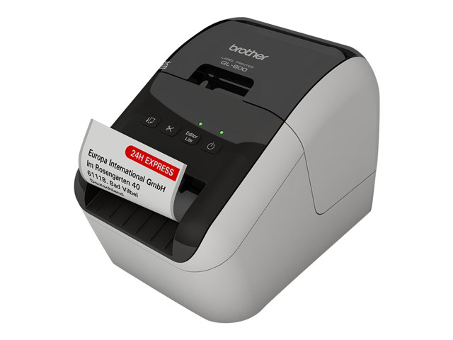 Brother QL-800 - Label printer - two-colour (monochrome) - direct thermal - Roll (6.2 cm) - 300 x 600 dpi - up to 93 labels/min - USB 2.0 - cutter - black, white