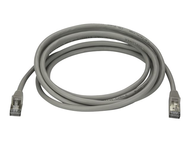 StarTech.com 3m CAT6A Ethernet Cable, 10 Gigabit Shielded Snagless RJ45 100W PoE Patch Cord, CAT 6A 10GbE STP Network Cable w/Strain Relief, Grey, Fluke Tested/UL Certified Wiring/TIA - Category 6A - 26AWG (6ASPAT3MGR) - Patch cable - RJ-45 (M) to RJ-45 (M) - 3 m - STP - CAT 6a - snagless - grey