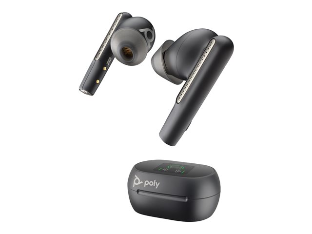 Poly Voyager Free 60+ UC Carbon Black Earbuds +BT700 USB-C Adapter +Touchscreen Charge Case - Replaces Poly SKU 216065-02