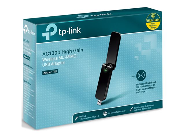 TP-Link Archer T4U - Network adapter - USB 3.0 - 802.11b, 802.11a, 802.11g, 802.11n, 802.11ac