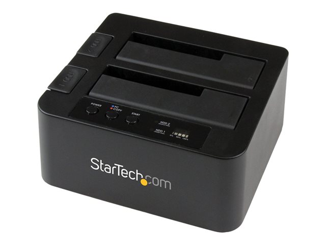 StarTech.com Dual Bay Hard Drive Duplicator, Standalone USB 3.0 (5 Gbps) eSATA to 2.53.5 SATA III HDDSSD ClonerCopier, Hard Drive Docking Station - Hard Disk Cloner - Storage controller - 2.5\", 3.5\" - SATA 6Gb/s - USB 3.0 - black - for P/N: SVA12M5NA