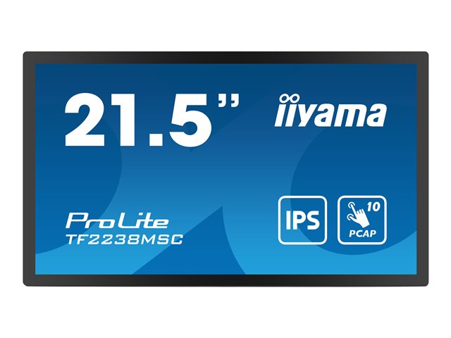 iiyama ProLite TF2238MSC-B1 - LED monitor - 21.5\" - open frame - touchscreen - 1920 x 1080 Full HD (1080p) - IPS - 600 cd/m² - 1000:1 - 5 ms - HDMI, DisplayPort - black, matte