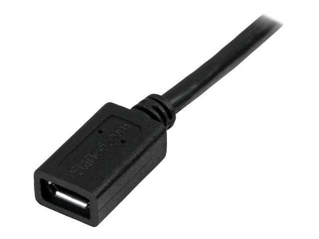 StarTech.com 0.5m 20in Micro-USB Extension Cable - M/F - Micro USB Male to Micro USB Female Cable (USBUBEXT50CM) - USB extension cable - Micro-USB Type B (M) to Micro-USB Type B (F) - USB 2.0 - 50 cm - black