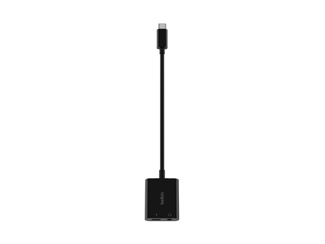 Belkin RockStar - USB-C to headphone jack / charging adapter - 24 pin USB-C male to 24 pin USB-C, mini jack female 