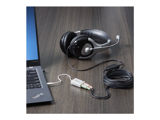 StarTech.com 4 Position Microphone and Headphone Splitter 3.5 mm 4 Pin / 4 Pole Mic and Audio Combo Splitter Cable (MUYHSMFFADW) - Headset splitter - mini-phone stereo 3.5 mm female to 4-pole mini jack male - 15.25 cm - white - for P/N: MUHSMF2M